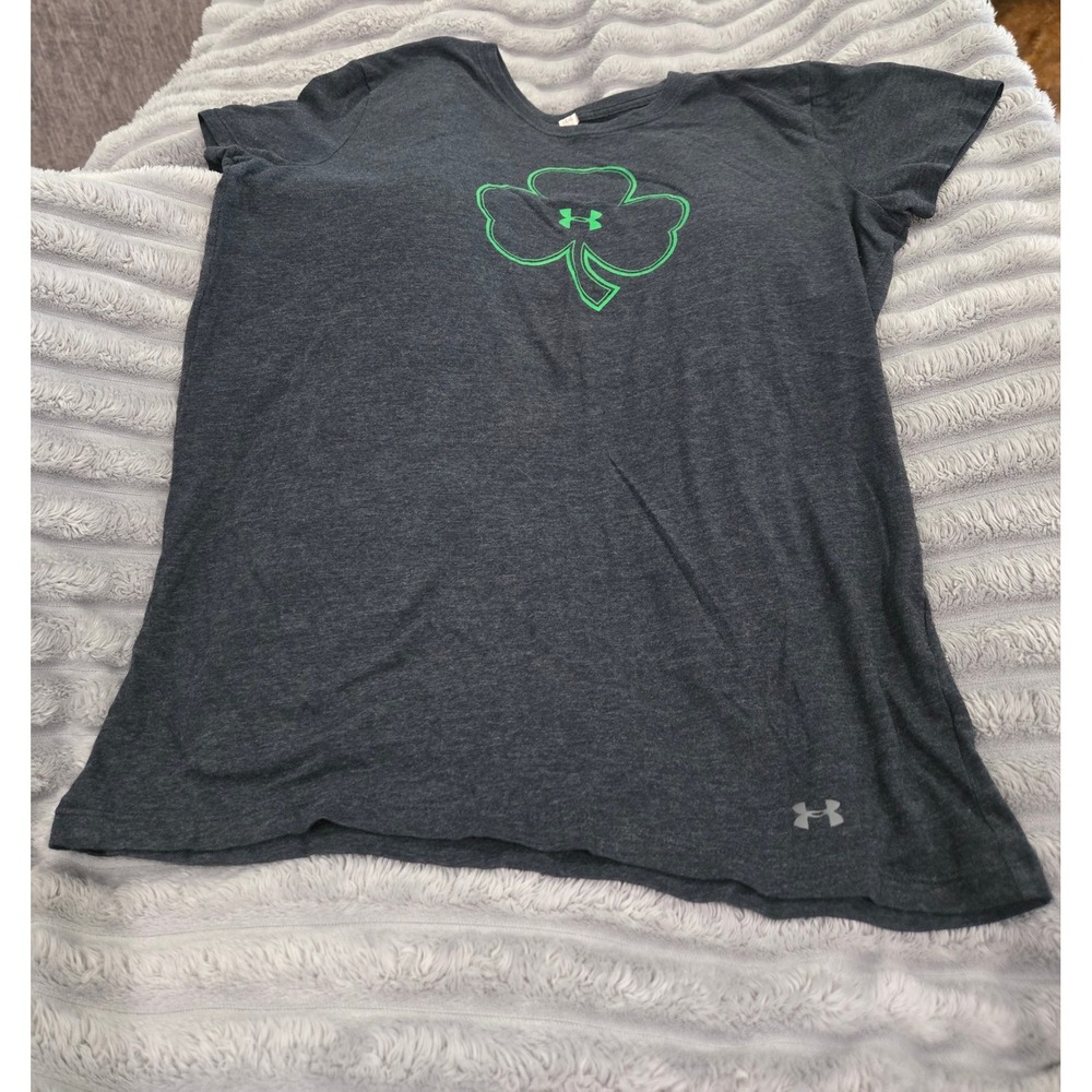 Under Armour HeatGear Shamrock T-Shirt Mens Large Grey Green St Patricks Day